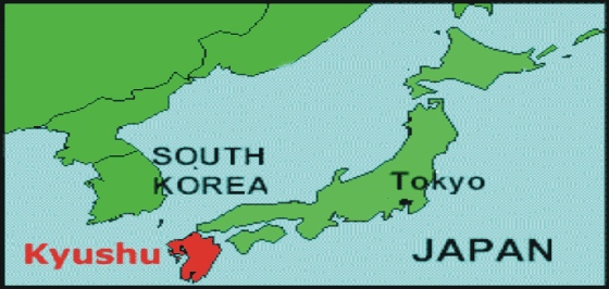 Map of Japan with the island of Kyushu
